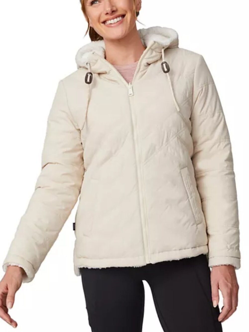 Free Country Women's Acadia Cloud Lite Reversible Jacket, Color: Oat, XL